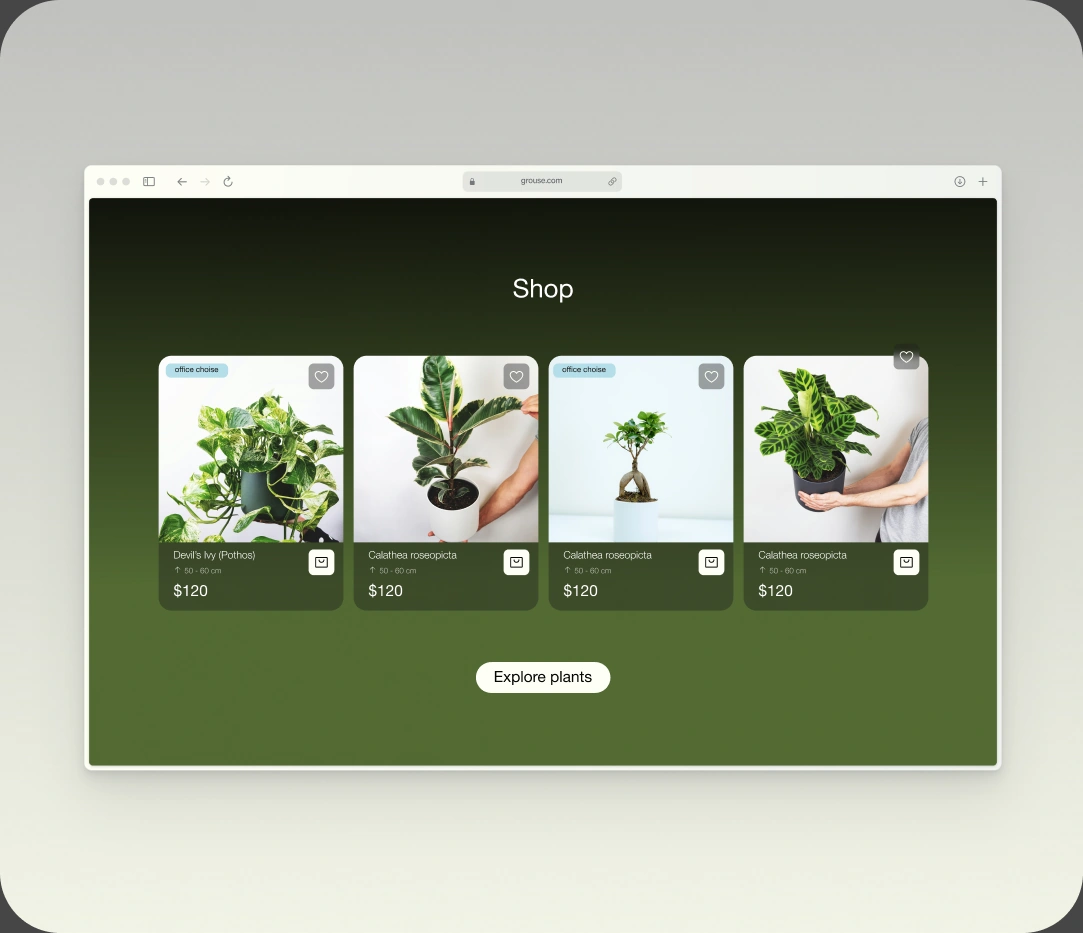 Grouse shopping interface