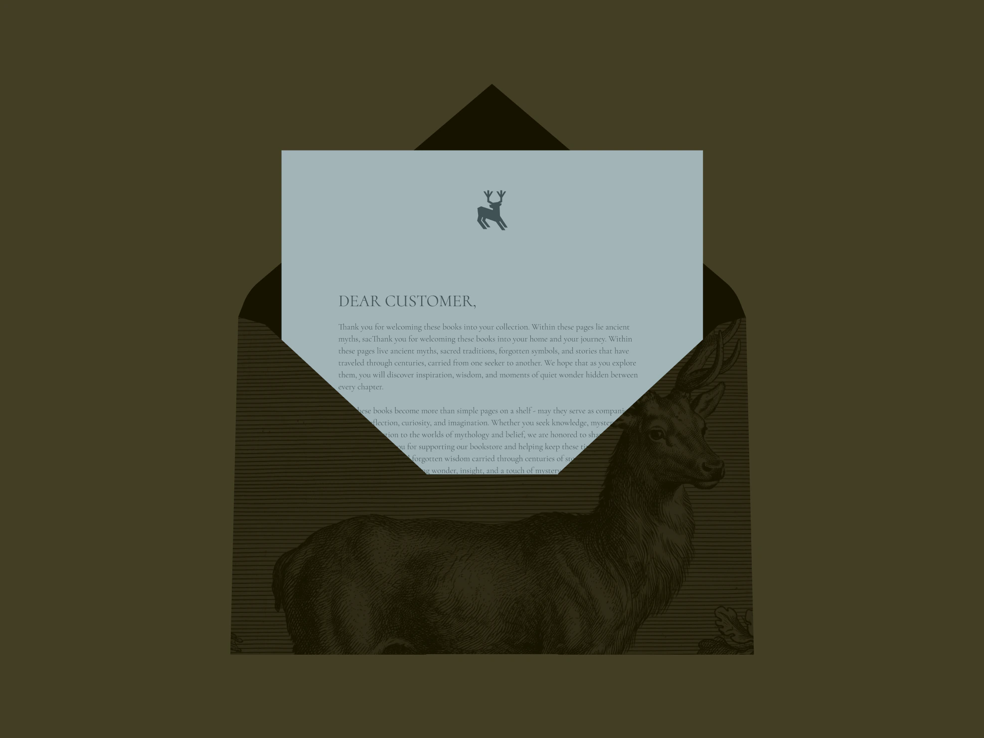 Algiz stationery with a letter and illustrated envelope